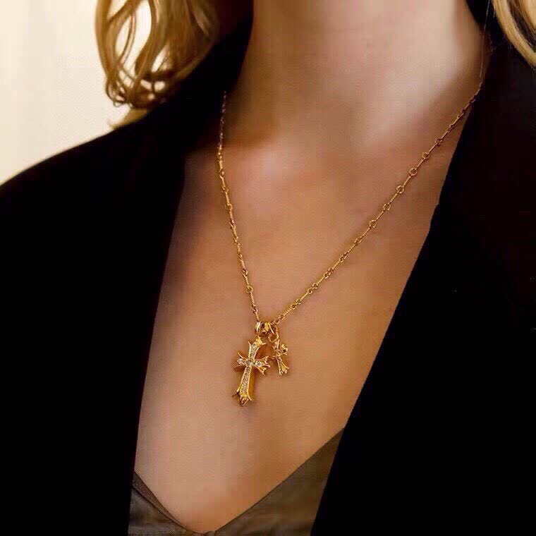 Chrome Hearts Gold Cross Pendant Necklace